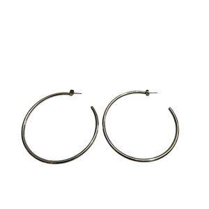 Silver-Tone Hoop Earrings Classic Round Minimalist Design Pre-Owned